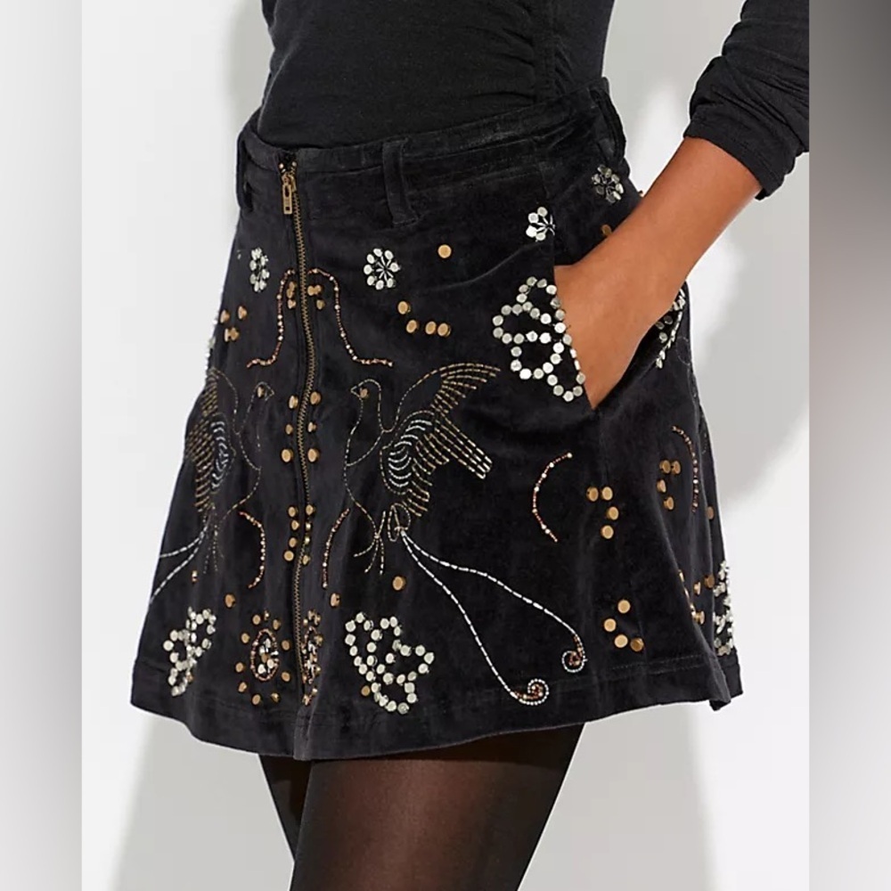 Free People Quetzal Mini Skirt Beaded Embroidery NWT 0